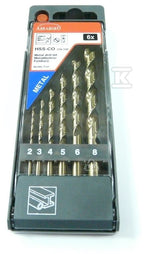 Zestaw wierteł HSS-Co DIN 338 kobaltowych, 6 szt, fi 2-3-4-5-6-8mm Abraboro