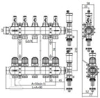 Rozdzielacz BASE Inox K5-4 G1"-G3/4" liczba obiegów 4