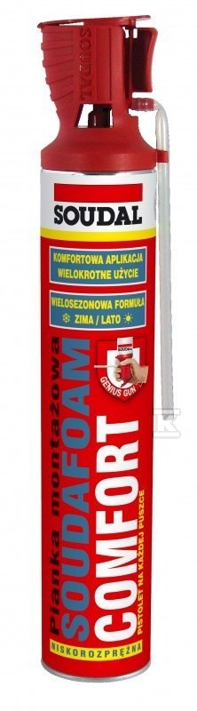 Piana montażowa soudafoam comfort 750ml z aplikatorem Genius Gun