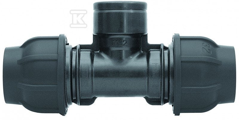 Trójnik zaciskowy PP 90st. 40x6/4"x40 GW gwint wewnętrzny PN16, do rur PE, kolor czarny