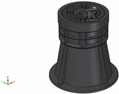 Skrzynka żeliwna uliczna do zasuw H270 (4056) z literą W-woda z korpusem PEHD