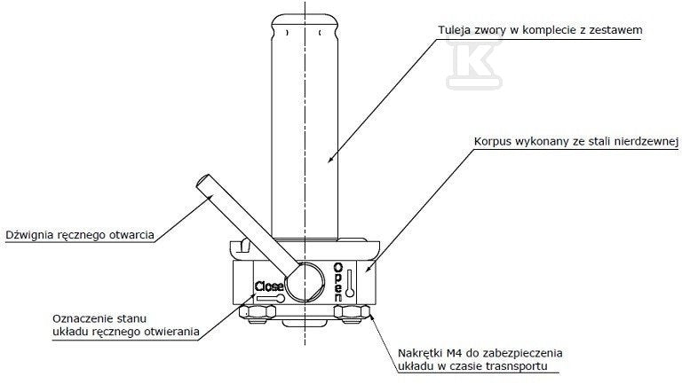 Układ ręcznego otwierania z dźwignią do zaworów EV220B 15-100 NC