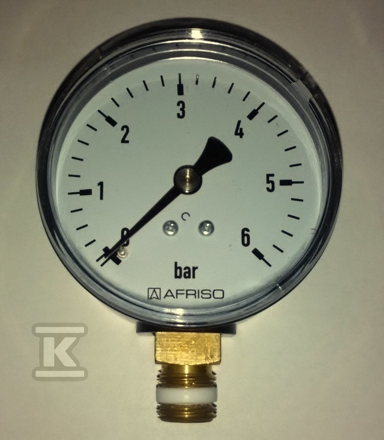 Manometr grzewczy RF 63 RAD, fi 63 mm, 0-6 bar, 1/4" rad, kl. 2.5 pionowy