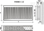 Grzejnik PURMO C22 550x900, moc grzewcza: 1432W (75/65/20°C), grzejnik stalowy płytowy z podłączeniem bocznym, PURMO Compact, biały RAL9016