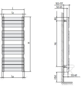 Grzejnik łazienkowy PURMO Muna H=900 L=500, 470W, biały RAL9016