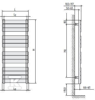 Grzejnik łazienkowy PURMO Muna H=1650 L=500, 815W, biały RAL9016