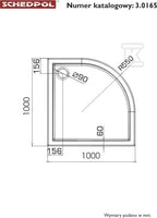 Brodzik akrylowy Stabilsound 100x100x14 / 3 cm półokrągły r55 Competia