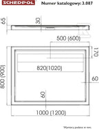 Brodzik kompozytowy Stabilsound Plus 90x100x6,5 / 3 prostokątny Camparo