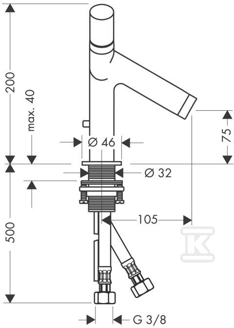 Bateria umywalkowa Hansgrohe Axor Starck dwuuchwytowa ze stałą wylewką DN15 chrom 10030000