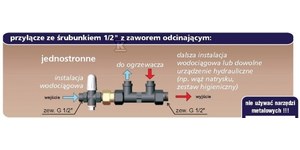 Przyłącze ciśnieniowe z jednym śrubunkiem
