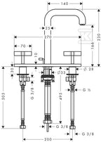 Bateria umywalkowa Hansgrohe Axor Citterio trzyotworowa z uchwytami krzyżowymi chrom 39134000