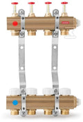 Rozdzielacz ONNLINE 1" do ogrzewania podłogowego z zaworami do siłowników gwint M30 i przepływomierzami - 7 obiegów