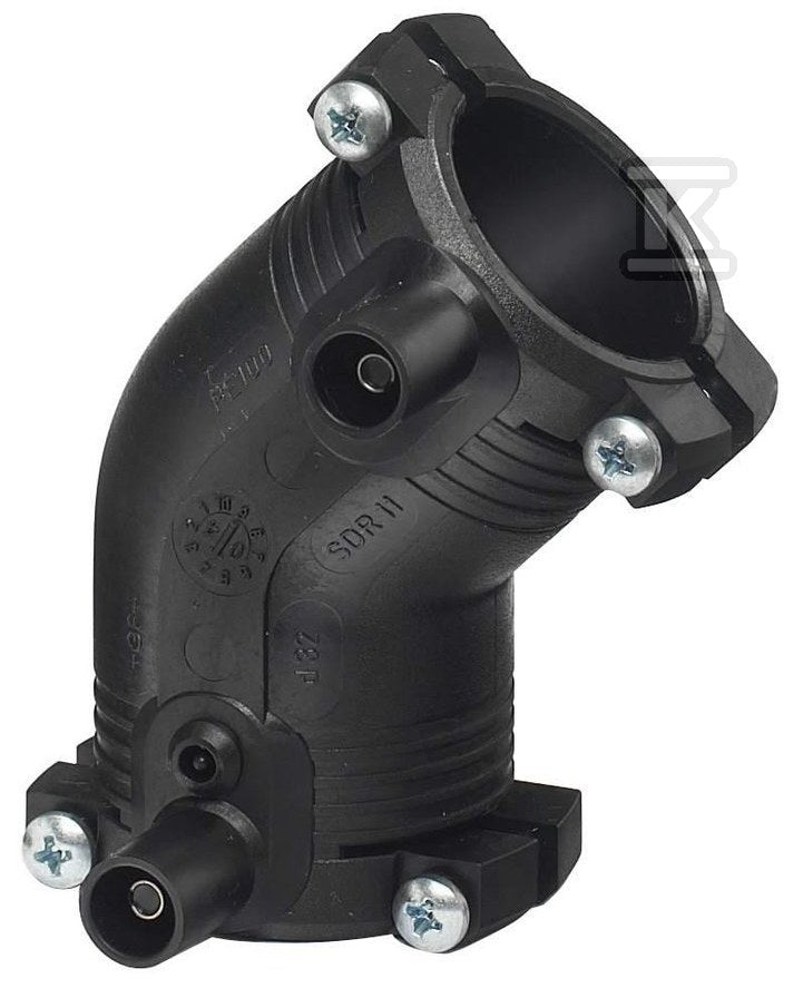 Kolano elektrooporowe 45ST. DN50 PE100, SDR11, PN10 gaz/PN16 woda