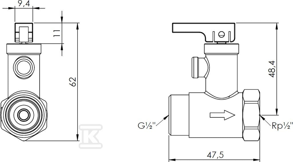 Zawór bezpieczeństwa do elektrycznych podgrzewaczy wody AF4, 6,7 bar, G1/2" x Rp1/2"