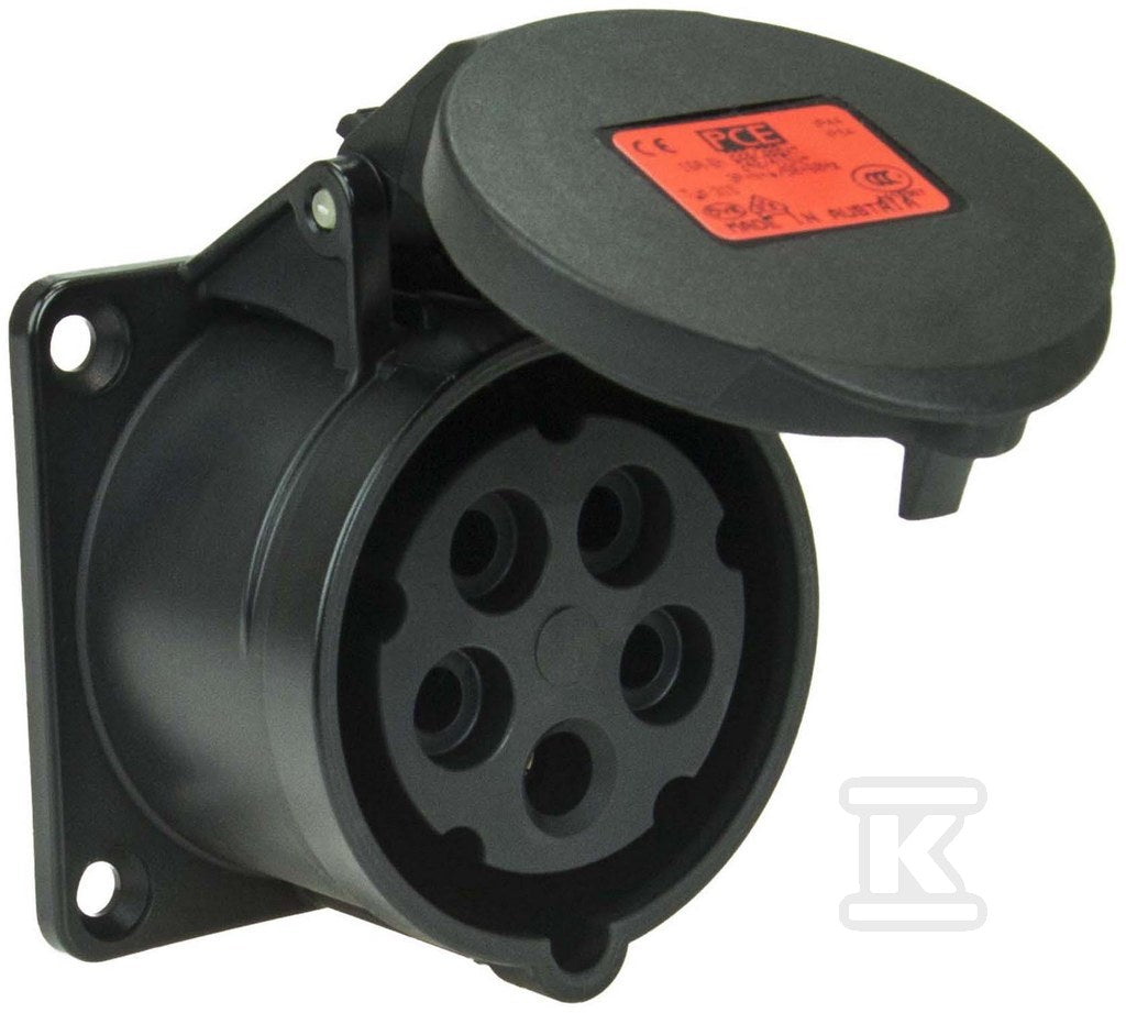 Gniazdo tablicowe proste 32A 3P+Z+N 400V 70x70mm CZARNE IP44/54