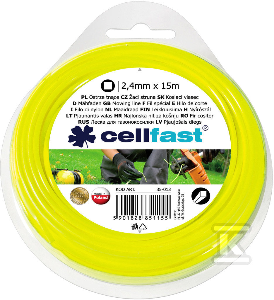 Żyłka tnąca - kwadrat 2,4mm x 15mb