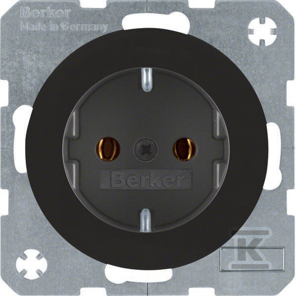Gniazdo SCHUKO Berker R.1/R.3 czarny, połysk