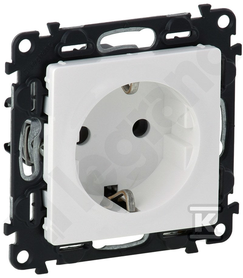 Gniazdo Schuko 2P+Z z przesłoną, zaciski śrubowe białe 16A - 250V~ VALENA LIFE