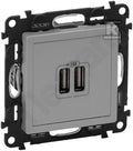 Ładowarka z gniazdem 2 x USB aluminium VALENA LIFE