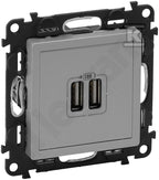 Ładowarka z gniazdem 2 x USB aluminium VALENA LIFE