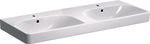 Umywalka podwójna Smyle Square B120 cm, H16.5 cm, T48 cm, z dwoma przelewami, z dwoma otworami na baterie