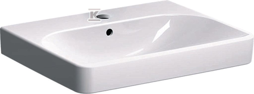 Umywalka Smyle Square B60 cm, H16.5 cm, T48 cm, z przelewem, z otworem na baterię, KeraTect