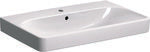 Umywalka Smyle Square B90 cm, H16.5 cm, T48 cm, z przelewem, z otworem na baterię, KeraTect