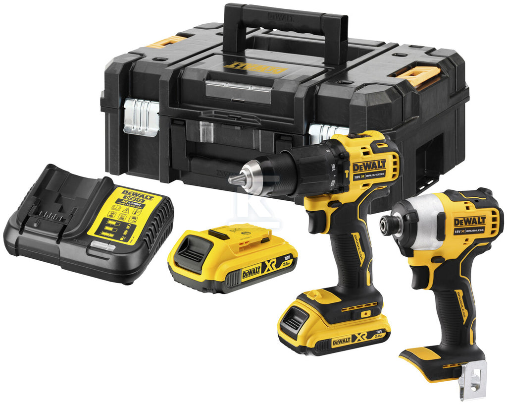 18V XR Zestaw dwóch narzędzi bezszczotkowych - 2 X 2 Ah DCK2062D2T-QW