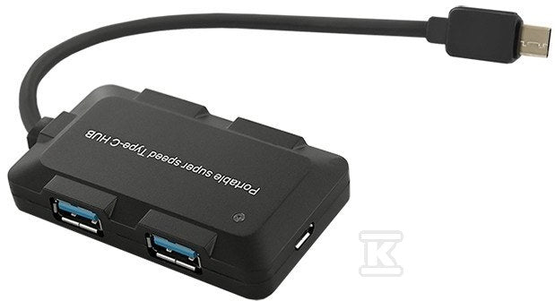 Hub USB 3.1 typ C męski 4x USB 3.0 A żeński 0.2m