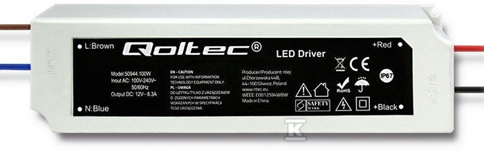 Zasilacz impulsowy LED IP67 100W 12V 8.3A Wodoodporny