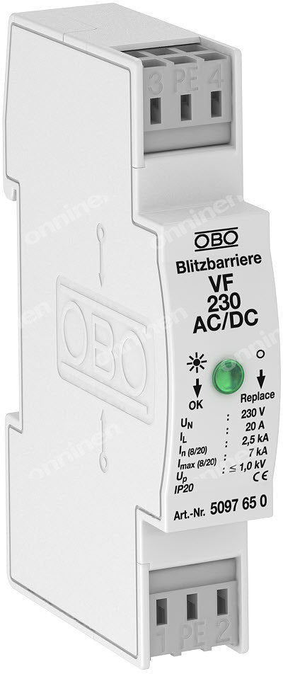 Bariera odgromowa 230V typ VF230-AC/DC
