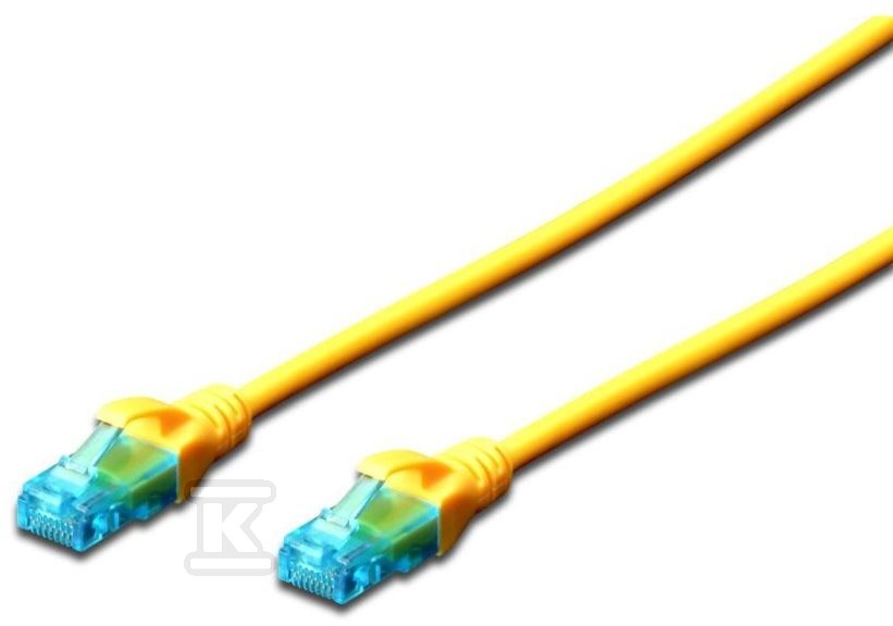 Patchcord RJ45/RJ45 U/UTP kat.5e żółty 0,5m