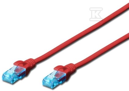 Patchcord RJ45/RJ45 U/UTP kat.5e czerwony 0,5m