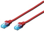 Patchcord RJ45/RJ45 U/UTP kat.5e czerwony 1m