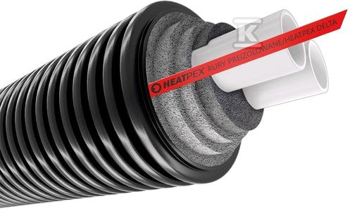 Rura preizolowana podwójna DELTA PEX HEAT DUO 32+32/125, zwój 50m, sztuka=zwój, PN6
