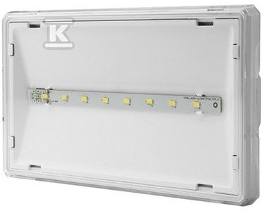 Oprawa awaryjna LED, EXIT S 3W 6000K 1h, jednozadaniowa, autotest, biała, IP65