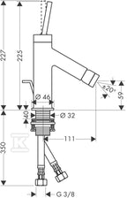 Bateria bidetowa Hansgrohe Axor Starck jednouchwytowa z uchwytem cylindrycznym DN15 chrom 10211000