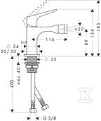Bateria bidetowa Hansgrohe Axor Citterio M jednouchwytowa DN15 chrom 34210000