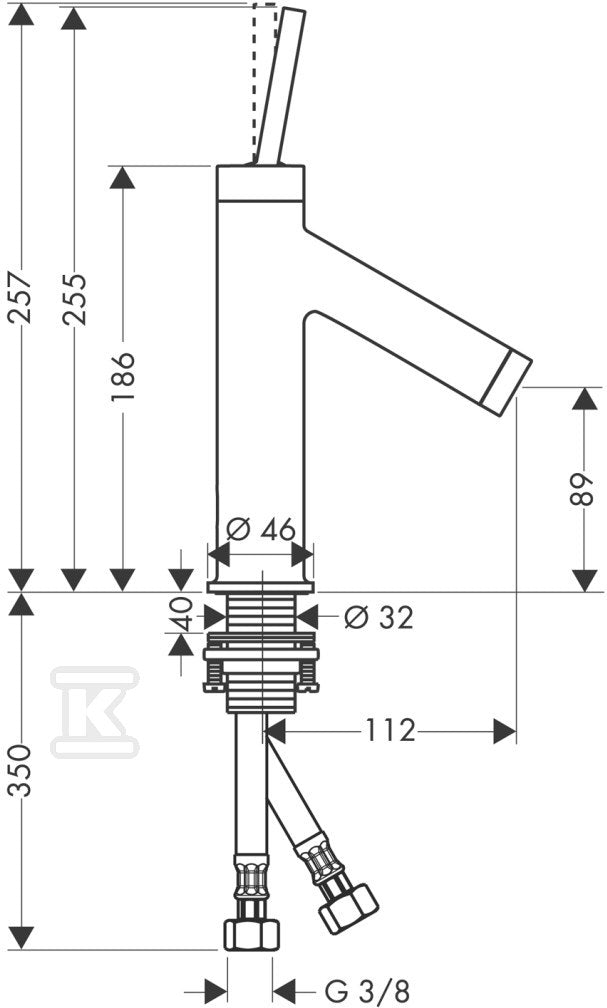 Bateria umywalkowa Hansgrohe AXOR Starck jednouchwytowa z uchwytem cylindrycznym bez kompletu odpływowego DN15 - chrom 10117000
