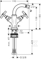 Bateria bidetowa Hansgrohe Axor Montreux dwuuchwytowa - nikiel szczotkowany 16520820