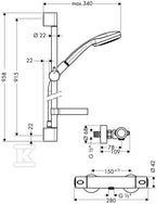 Hansgrohe Croma 100 Multi/Ecostat Combi, DN15, z drążkiem prysznicowym Unica'C - chrom 27085000