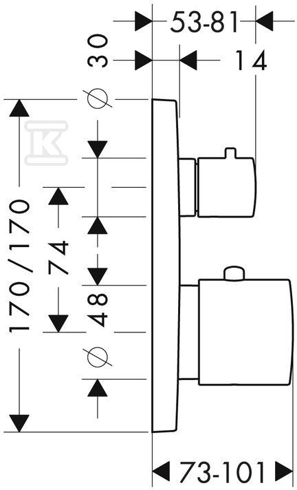 Bateria termostatowa Hansgrohe Axor Citterio M podtynkowa z zaworem odcinającym, element zewnętrzny chrom 34705000