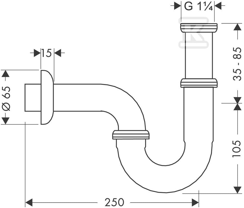 Hansgrohe U-syfon G 1 1/4 - chrom 53002000