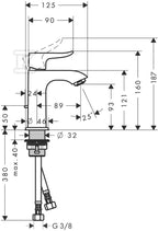 Bateria umywalkowa Hansgrohe Metris E2 jednouchwytowa 100, DN15 chrom 31088000