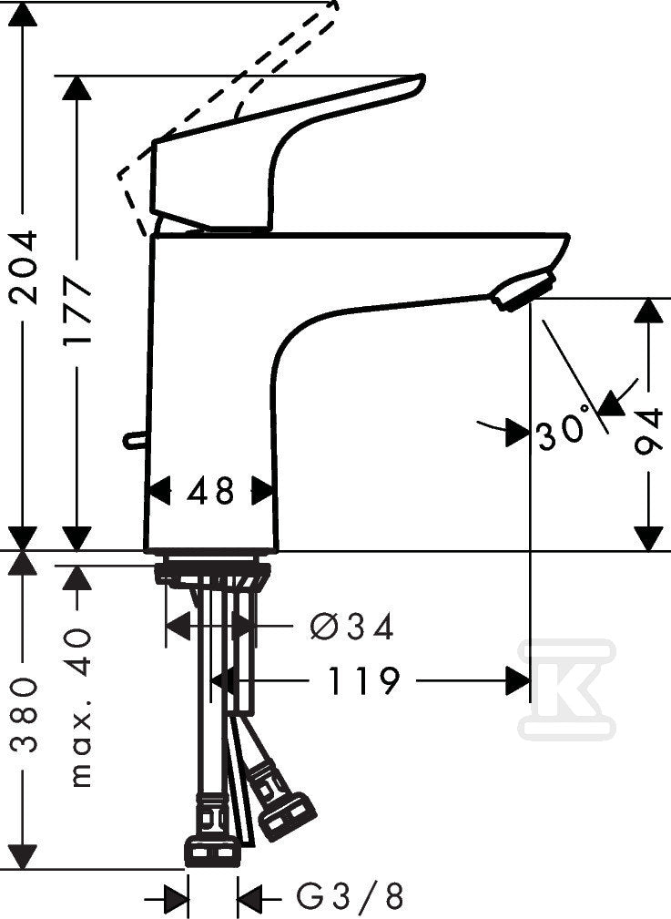 Bateria umywalkowa Hansgrohe 100 Focus, jednouchwytowa, DN15 chrom 31607000