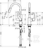 Bateria kuchenna Hansgrohe Focus jednouchwytowa z wyciąganą wylewką 31815000