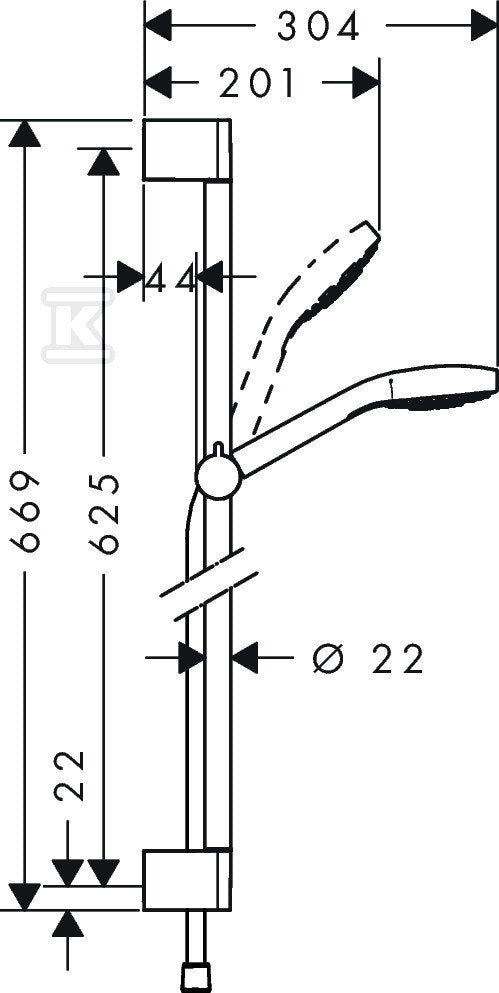 Zestaw prysznicowy Hansgrohe Croma Select E Vario z drążkiem 65 cm 26582400