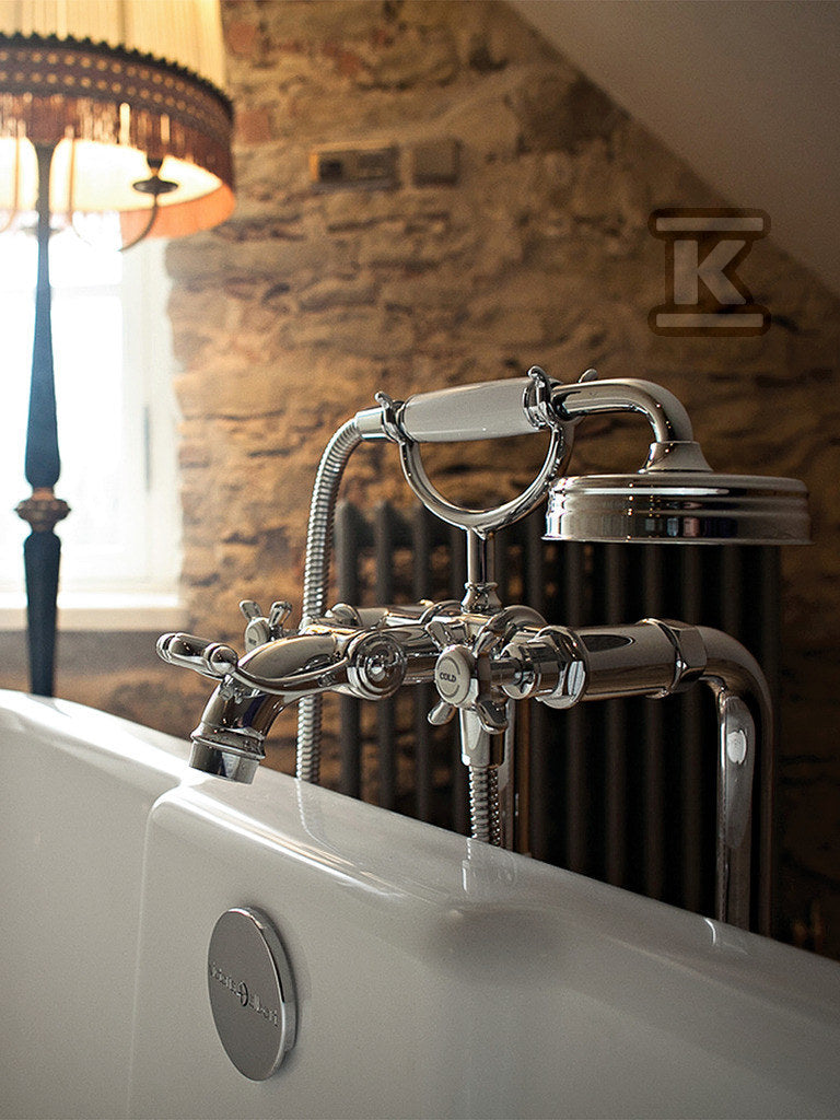Bateria wannowa Hansgrohe Axor Montreux dwuuchwytowa DN15 do montażu w podłodze - nikiel szczotkowany 16547820