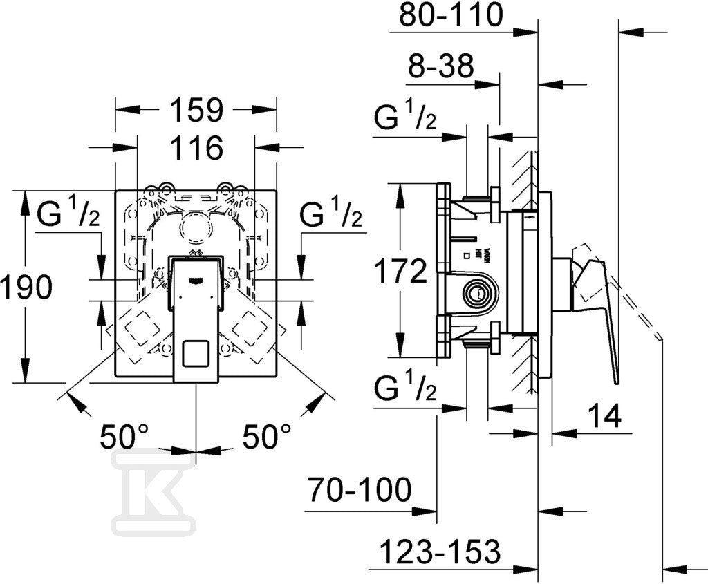 Bateria prysznicowa Grohe EuroCube jednouchwytowa