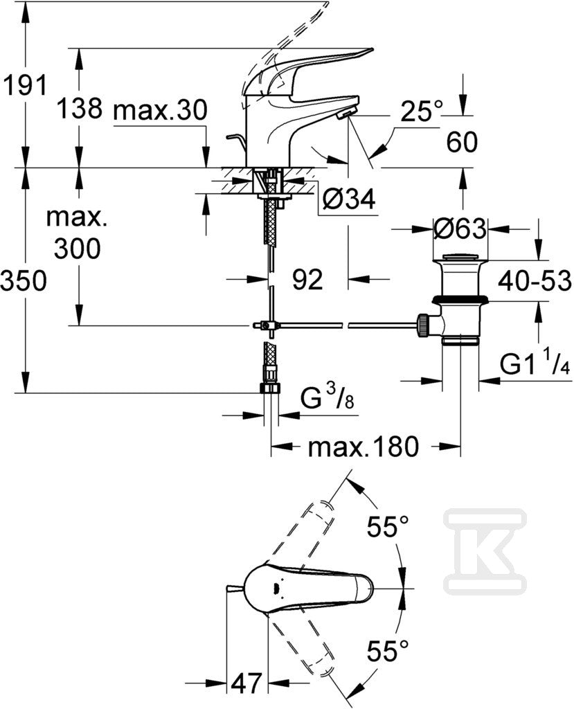 Bateria umywalkowa Grohe Euroeco Special